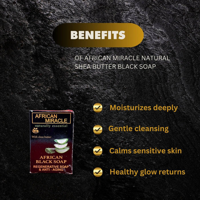 African Miracle Natural Shea Butter Black Soap 200g