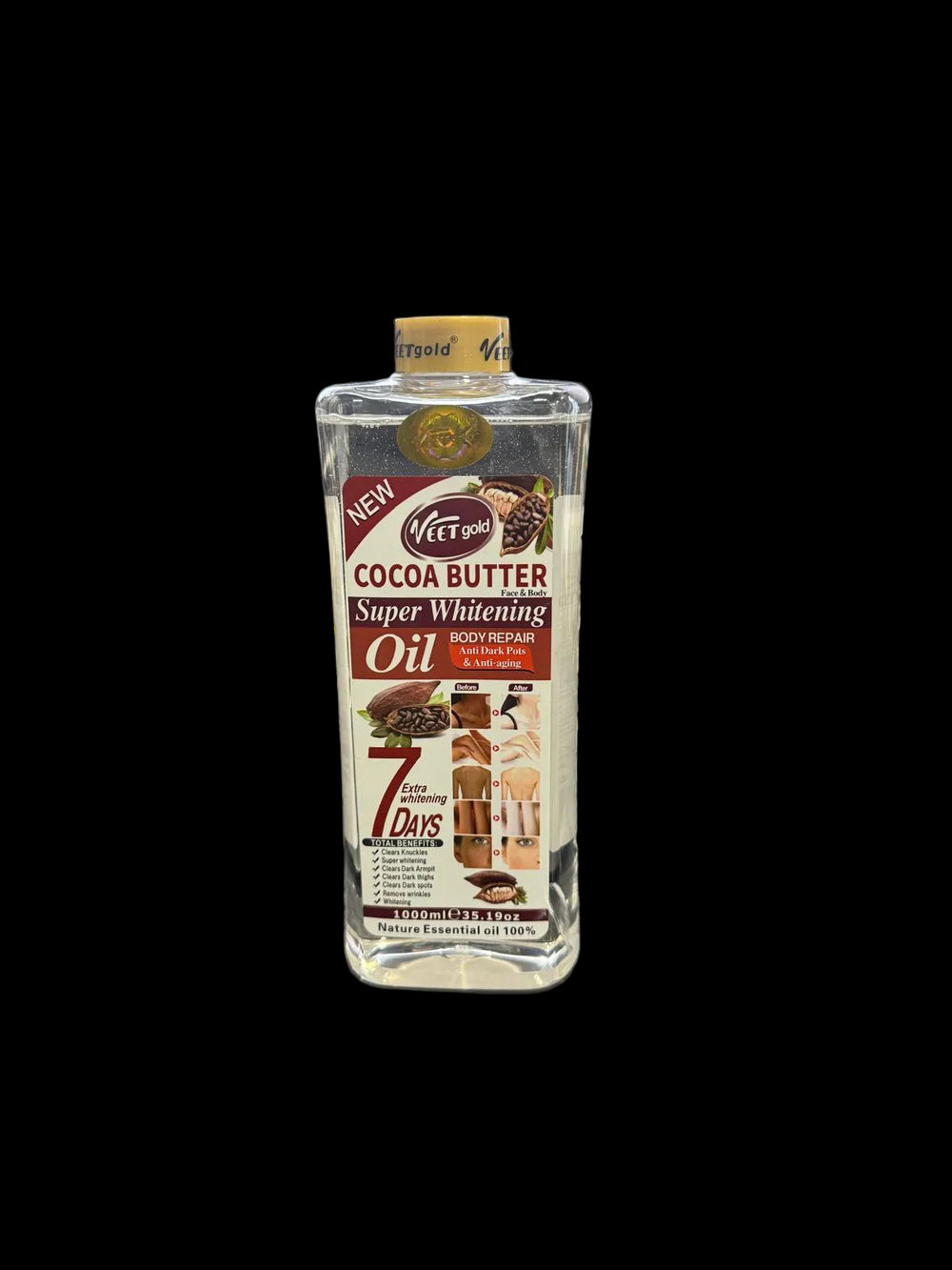 VEET Gold Cocoa Butter Super Whitening Oil (Face & Body) 1000ml 35.19 Oz